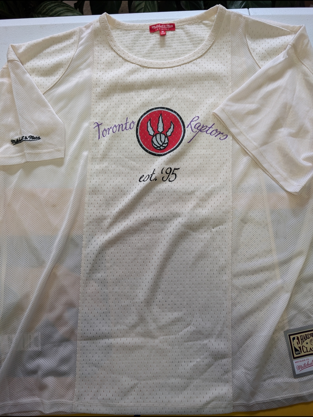 Mitchell & Ness White Toronto Raptors Mesh Tee with Red Logo
